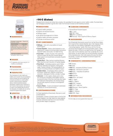 Systemic Formulas Bio Function C Colon - #14 60 Capsules. Liver and Colon Support Colon Care. Mildly Laxative for Temporary weak Bowel Function. Healthy Liver Pills detoxify Liver - Buy Online on GoSupps.com