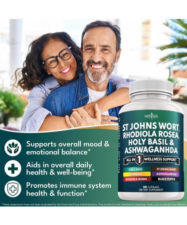 NEW AGE St Johns Wort Rhodiola Rosea Holy Basil Ashwagandha - Support for Women and Men with Vitamin C & Black Pepper Extract - 120 Count 60 Count (Pack of 2) - Buy Online on GoSupps.com
