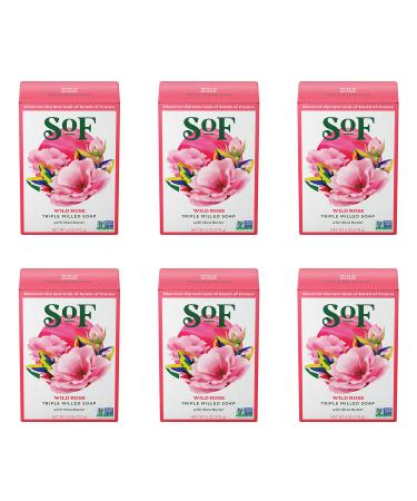 Wild Rose Bar Soap by SoF Body Care (Formerly South of France Body Care) | Triple-Milled Soap with Shea Butter + Essential Oils | Vegan  Non-GMO Body Soap | 6 oz Bar | 6 Bars Wild Rose 6 Bars