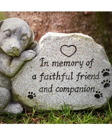 Sleeping Dog Angel Memorial Statue | Outdoor Dog Grave Marker | Sympathy Gift for Loss of Pet | Antique Stone Finish 8.86 inch - Buy Online on GoSupps.com