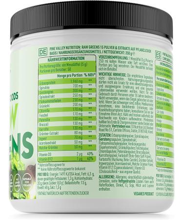 Raw Greens Superfood Powder - 15 Premium Vegan Superfoods & Vegetables Green Tea Spirulina Ginger Root & Pea Protein - 250g (50 Portions) - Buy Online on GoSupps.com