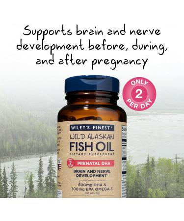 Buy Wiley's Finest Wild Alaskan Fish Oil Prenatal DHA 600mg - 180 Softgels for Optimal Fetal Health - Buy Online on GoSupps.com