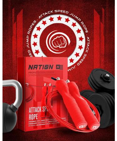 WOD Nation Attack Speed Jump Rope - Adjustable Fitness Jumping Rope for Men and Women - Crossfit Workout Rope in Red - Buy Online on GoSupps.com