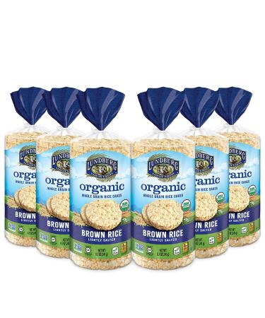Lundberg Organic Brown Rice Cakes Lightly Salted Gluten Free - 8.5 oz Pack of 6