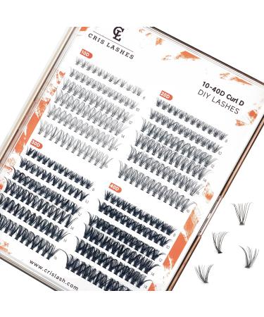 Lash Clusters Individual Lashes 288 Clusters False Eyelash 10-40D Crislahes Clusters Extensions Individual Lashes Cluster DIY Eyelash Extensions at Home (Mix8-16mm 10-40D Curl-D)