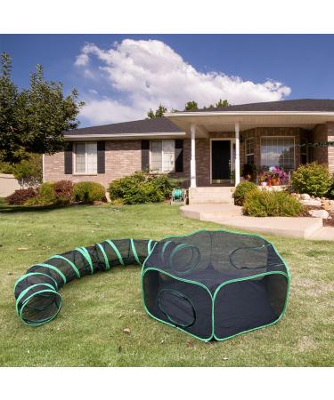 Pawtenda Outdoor Cat Enclosures for Indoor Cats Portable Cat Tents for Outside Outdoor Catio Enclosed Cat Playpen with Tunnel Pet Tents for Cats Rabbit Puppy and Other Small Animal 2-in-1 cat enclosures set