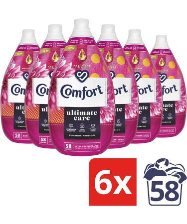 Comfort Ultimate Care Fuchsia Passion Fabric Conditioner - 6x 870ml (348 washes) | 100% Recycled Plastic | Complete Clothes Protection - Buy Online on GoSupps.com