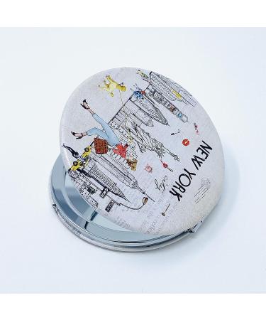 NY Souvenir Round Travel Mirror for Girls & Women | Elegant Compact Hand Mirror (JMR-270805K) - Buy Online on GoSupps.com