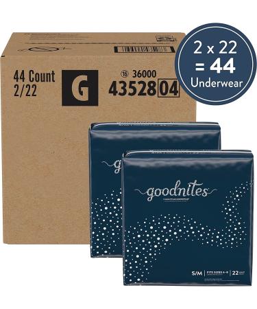 Goodnites Bedwetting Underwear for Boys S/M 44 Count (2 Pack) - Discreet Packaging - Small/Medium Size - 22 Count per Pack - Packaging may Vary - Buy Online on GoSupps.com
