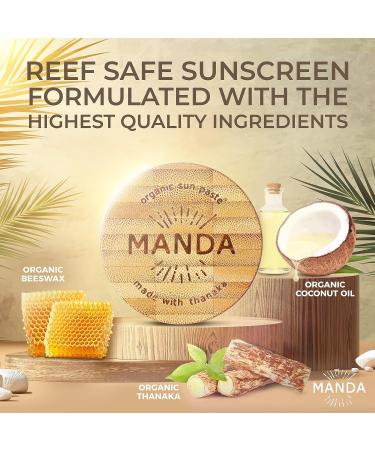 MANDA Organic Sun Paste SPF 50 - Reef & Ocean Safe Sunscreen for Active Lifestyles - 1.4oz - Buy Online on GoSupps.com