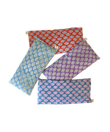 Peacegoods Lavender Eye Pillow (Pack of 4) Weighted Scented - Cotton Made USA use for Yoga Relaxation Aromatherapy Sleep - Leaf Purple Orange Turquoise