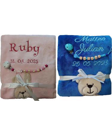 Personalized Baby Blanket & Pacifier Band | Custom Embroidered Baptism Gifts for Girls | Wuff-Dogsworld - Buy Online on GoSupps.com
