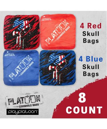 Play Platoon Tournament Series Cornhole Bags - Pro Style Dual Sided Bags - Red/Blue American Skull Design - USA - Buy Online on GoSupps.com