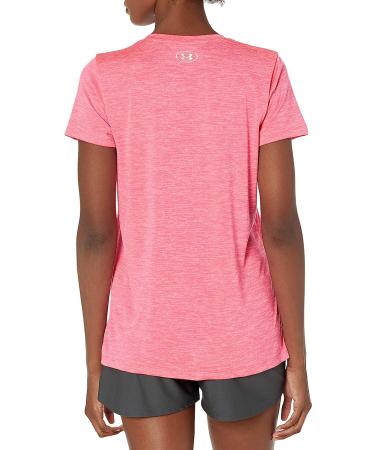 Under Armour Women's Tech V-Neck Twist T-Shirt - Cerise/Metallic Silver (X-Large) - Buy Online on GoSupps.com