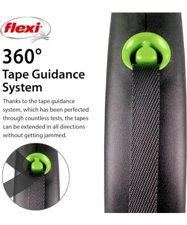 Flexi Black Design Tape Green Retractable Dog Leash - Medium 5m - For Dogs up to 25kg/55lbs - Buy Online on GoSupps.com