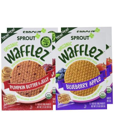Sprout Organic Baby Food Stage 4 Toddler Snacks - Blueberry Apple and Pumpkin Butter Wafflez Variety Pack - 20 Single Serve Waffles - Buy Online on GoSupps.com