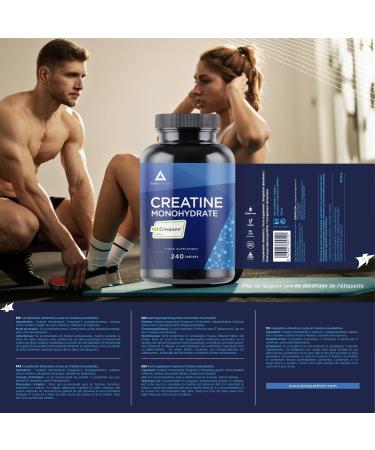 Bodyathlon - Creapure Creatine Monohydrate - Creatine Creapure 100% Pure 3000mg Increase your muscle mass strength and resistance - Certified and Laboratory Tested - 240 tablets - Buy Online on GoSupps.com