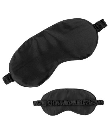 in Flight Mind Mulberry Silk Sleep Mask Eye Mask for Sleeping with Elastic Headband Super Soft Sleeping Mask Comfortable Silk Eye Sleep Mask Sleep Eye Mask for Night Sleeping Travel Nap(Black)