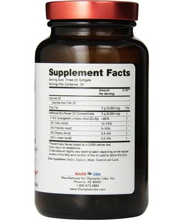 Olympian Labs CLA 3000 mg â€“ 90 Softgels, 30 Servings for Weight Management - Buy Online on GoSupps.com