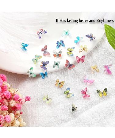 120 Pcs 3D Acrylic Butterfly Nail Charms | 24 Colors Nail Glitter Sets for Summer | Nail Art Decoration DIY Resin Mold Crafts - Buy Online on GoSupps.com