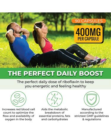 ForestLeaf Vitamin B2 Riboflavin 400mg - 90 Capsules | Promotes Healthier Blood, Nervous System, Energy, and Metabolism | Non-GMO, Gluten-Free Dietary Supplement - Buy Online on GoSupps.com