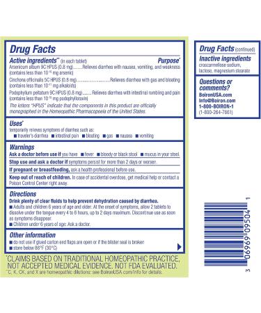 Boiron Diaralia Tablets - Diarrhea Relief for Gas, Bloating, Intestinal Pain & Traveler's Diarrhea - 120 Count - Buy Online on GoSupps.com
