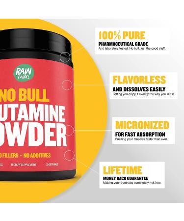 Glutamine Powder 300g - Pure Unflavored Micronized L-Glutamine Supplement - Vegan & Gluten Free | Raw Barrel - Buy Online on GoSupps.com
