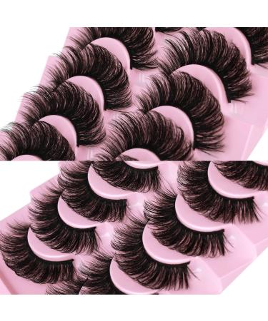 wiwoseo Eyelashes Natural Volumn Faux Mink Lashes Natural Wispy Fluffy Curly Lashes 17MM 3D Effect Fake Eyelashes Little Dramatic 10 Pairs Pack S-17MM