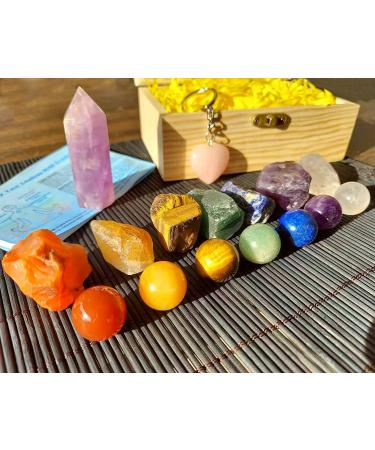 TESH CARE Chakra Synergy Premium Healing Crystal Collection - 7 Chakra Healing Spheres, Raw Stones, Amethyst Wand, Rose Quartz Key Chain, Guide - Meditation & Spirituality - Buy Online on GoSupps.com