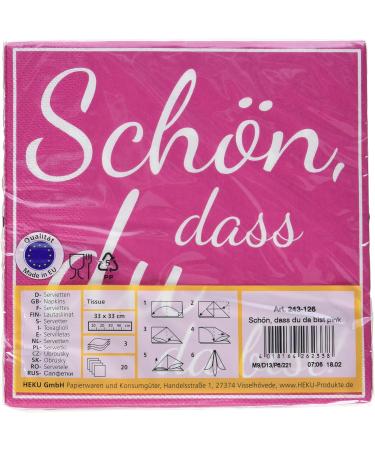 Heku 30243-126: 100 Pink 3-Ply Napkins - Nice That You Are Here 33x33cm - Perfect for Any Occasion International Shipping Available - Buy Online on GoSupps.com