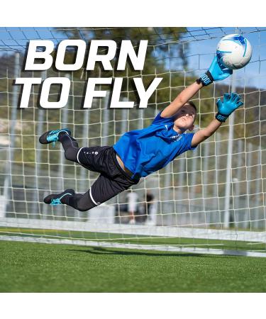 Gripmode Junior Goalkeeper Gloves with Removable Fingersave Protection - Size 4-6 | Premium Latex Grip Soccer Gloves for Kids - Aqua Color - Buy Online on GoSupps.com