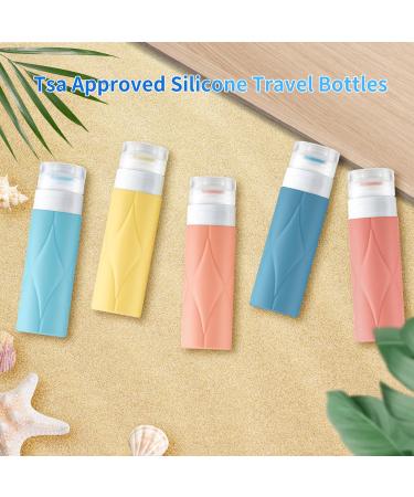 Amomela Silicone Travel Bottles - Leak Proof TSA Approved 3oz Toiletry Containers (5 Pack) | BPA Free Refillable Travel Accessories - Buy Online on GoSupps.com