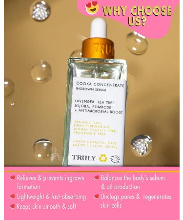 Truly Beauty Cooka Concentrate Ingrown Hair Serum - The Ultimate Razor Bump & Ingrown Hair Treatment for Bikini Area - 0.7 oz - Buy Online on GoSupps.com