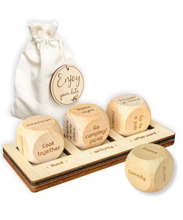 Stofinity Date Night Dice for Couples - Food Cube Game, Take Out Dice, Funny Anniversary Wooden Gifts for Him Her, What to Watch Decision for Movie Dice, Romantic Wood Couple Date Night Ideas