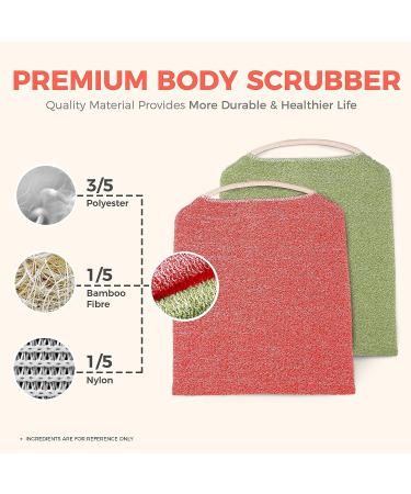 ZOMCHI 2 Pack Back Scrubber for Shower Towel - Exfoliating Body Scrubber with Handles for Deep Cleansing and Skin Massage - Men & Women - Buy Online on GoSupps.com
