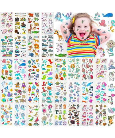 70 Sheets Temporary Tattoos for Kids Waterproof Cartoon Tattoo Stickers  Mixed 700 Styles Unicorn Animals Mermaid Dinosaur Car Space Water Transfer Fake Tattoo Stickers for Children Body Art Makeup