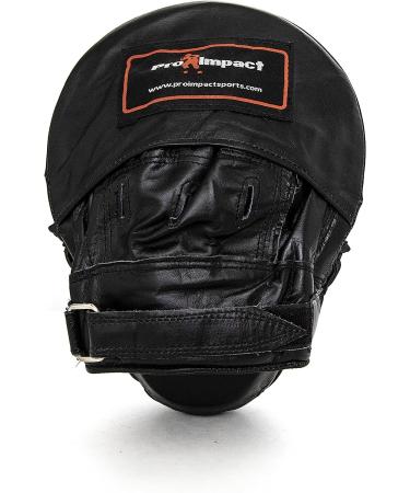 Pro Impact Curved Focus Mitts - Genuine Leather - Shock Absorbent Hand Pads for Boxing, MMA, Muay Thai - Black - Buy Online on GoSupps.com