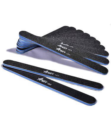 AMT 12 PCS Round Black Nail Files 100/180 Grit | BLACK Nail FIle | Nail FIles for Acrylic Nails | Emery Boards for Nails | 180 Grit Nail File