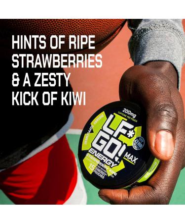 Energy Pouches - Caffeine Pouches with 200mg Natural Caffeine 6 Essential Vitamins & Minerals 0 Calories & Sugar - Strawberry Kiwi Flavor - 15 Pouches Per Can - Buy Online on GoSupps.com