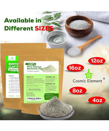 100% Pure Cosmic Element Calcium Bentonite Clay Powder - Vegan Food Grade Healing Clay for Skin Detox - 4 oz Pack for Soft, Smooth & Refreshed Skin - Buy Online on GoSupps.com
