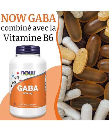 Now Foods GABA (Gamma-Aminobutyric Acid) Vitamin B6 High Dosed 500 mg 200 Vegetable Capsules Laboratory Tested Soy Free Gluten Free Vegetarian - Buy Online on GoSupps.com
