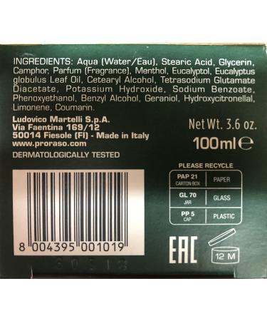 Proraso Men's Pre-Shave Conditioning Cream - Menthol & Eucalyptus - 3.6 oz - Buy Online on GoSupps.com