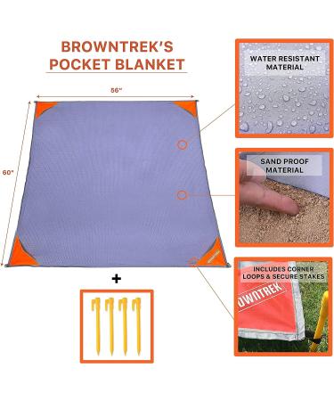 BROWNTREK Pocket Blanket - Compact Picnic Blanket (60x56) - Sand Proof & Water Resistant - Ideal for Hiking, Camping, Picnics & Beach Trips - Buy Online on GoSupps.com