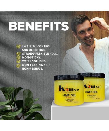 KALIVE Men's Hair Styling Gel 16 oz (2-pack) - Strong Hold & Light Shine | Fresh Scent, No Flaking or Alcohol - Buy Online on GoSupps.com