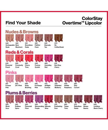 Revlon ColorStay Overtime Lipcolor Duo - Forever Pink 410 with Vitamin E, 0.07 oz - Long Lasting Liquid Lipstick and Clear Gloss - Buy Online on GoSupps.com