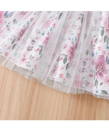 Haokaini Toddler Baby Girls Floral Dress 4-5 Years Plus Purple | Long Ruffle Sleeve Cotton Ribbed Bow Splicing Princess Tutu Skirt Fall Clothes Set - Buy Online on GoSupps.com