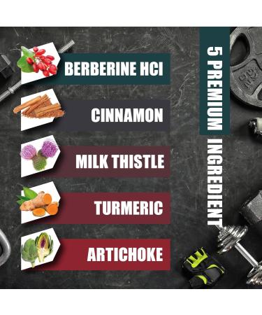 5-in-1 Berberine 14000mg with Ceylon Cinnamon, Milk Thistle, Turmeric & Artichoke - Immune & Heart Support - 3 Month Supply - Buy Online on GoSupps.com