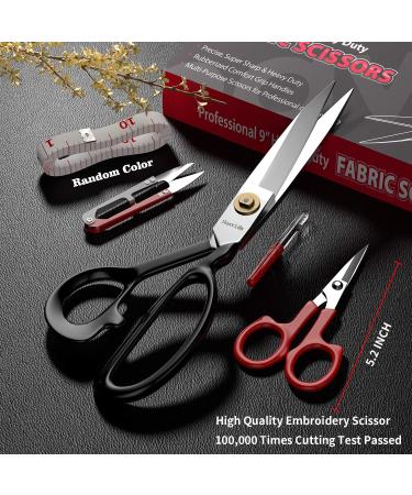 9 Inch Titanium Fabric Scissors - Professional Heavy Duty Tailor Shears for Cloth Cutting - Ultra Sharp Sewing Scissors for Dressmaking and Leather - White - Buy Online on GoSupps.com