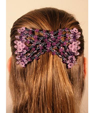 Mebella Magic Hair Clips for Women Stretchable Double Comb for Different Hairstyles Purple