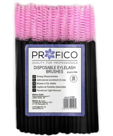 Profico 50 Disposable Eyelash Brushes Set | Black & Pink Mascara Applicators for Eyelash Extensions - Buy Online on GoSupps.com